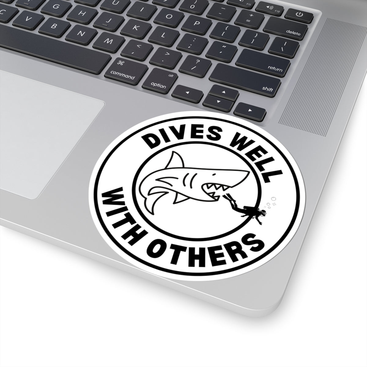 Dives Well With Others | Scuba Diving Kiss Cut Sticker