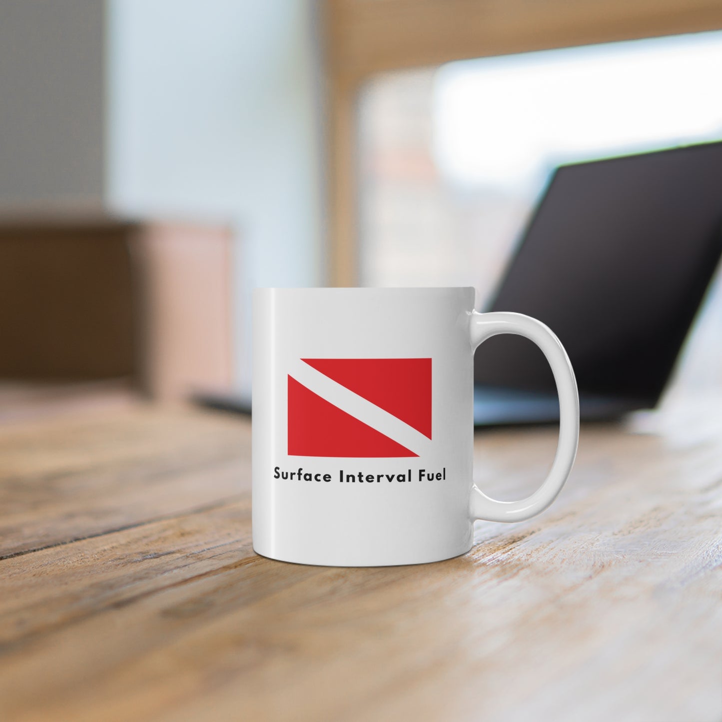 Scuba Diving | Water & Mask & Fins & Nitrox | 11oz Ceramic Coffee Cup
