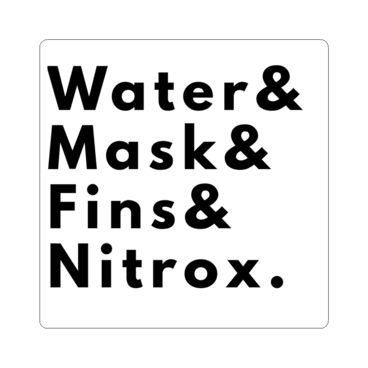 Water & Mask & Fins & Nitrox | Scuba Diving Kiss Cut Sticker