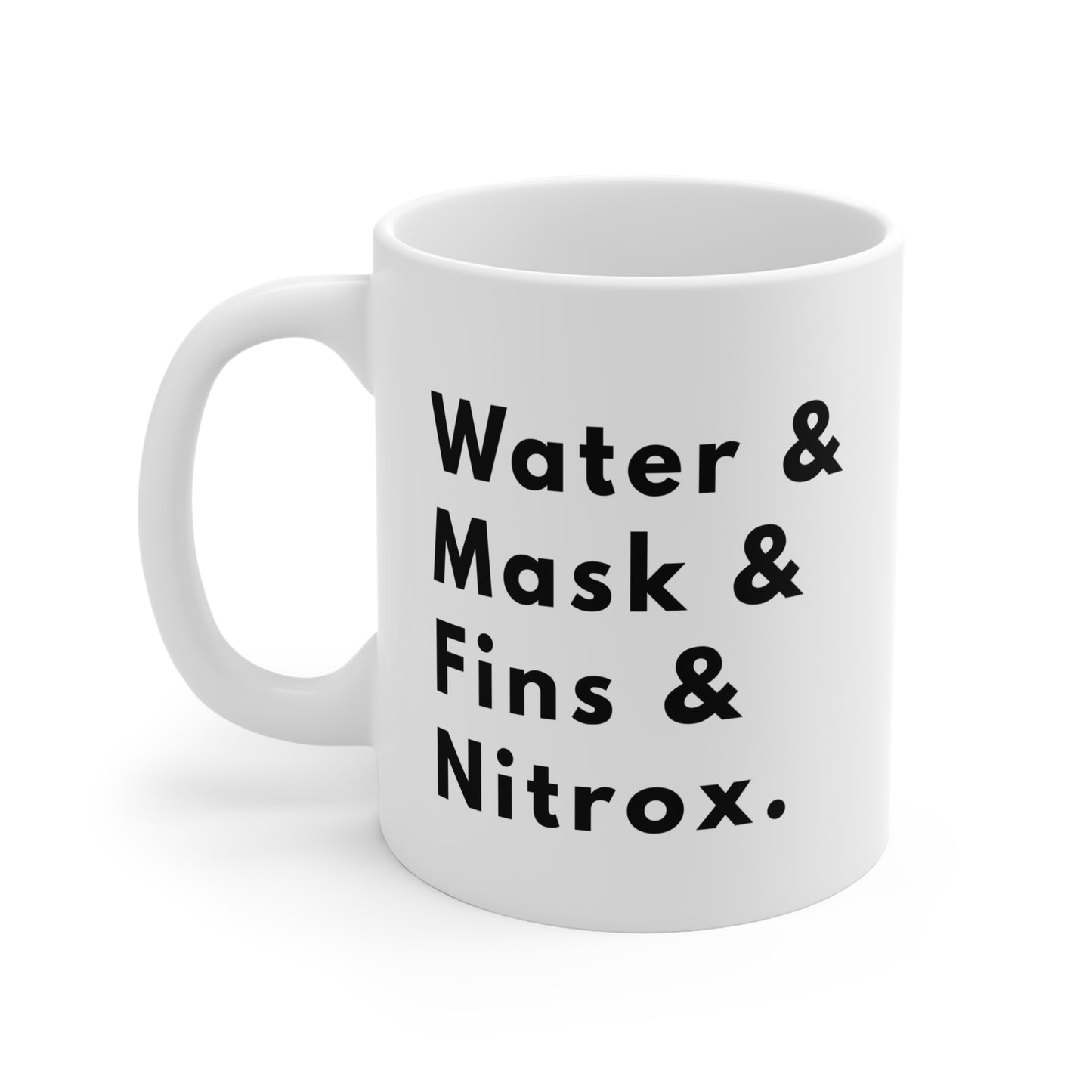 Scuba Diving | Water & Mask & Fins & Nitrox | 11oz Ceramic Coffee Cup