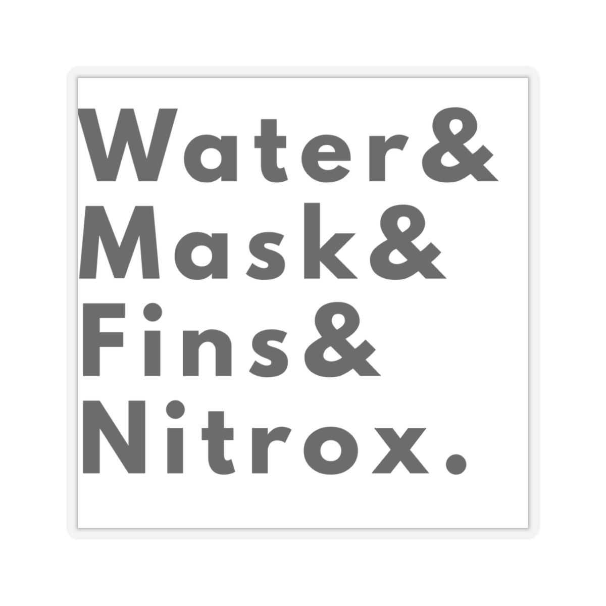 Water & Mask & Fins & Nitrox | Scuba Diving Kiss Cut Sticker